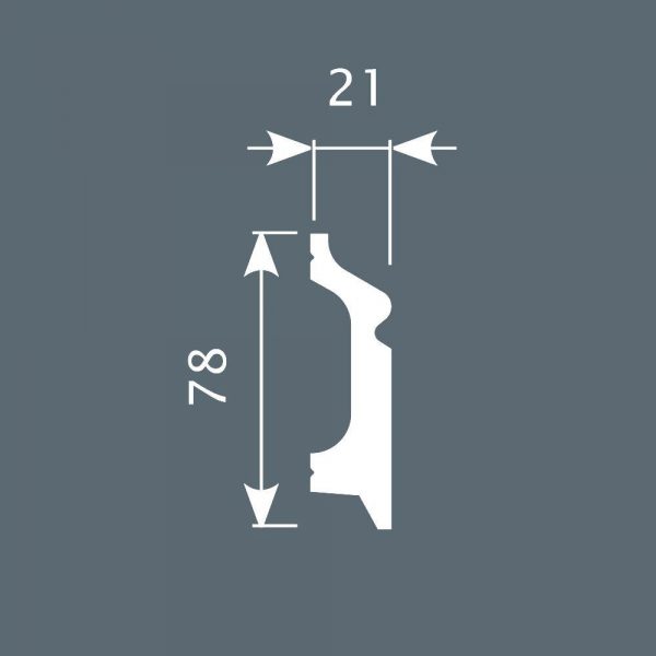 Плинтус Cosca PX001, 78х21, 2000 мм, экополимер