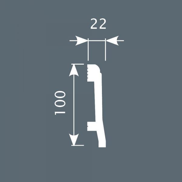 Плинтус Cosca PX022, 100х22, 2000 мм, экополимер
