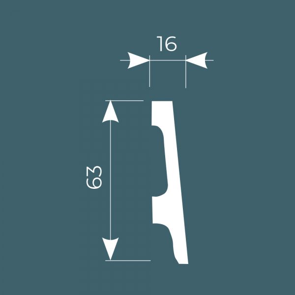 Плинтус Cosca PX045, 63х16, 2000 мм, экополимер