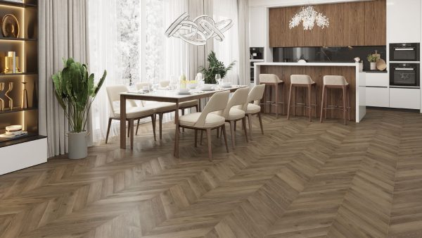 Кварц-виниловая плитка Chevron Alpine LVT Дуб Насыщенный ECO 20-4